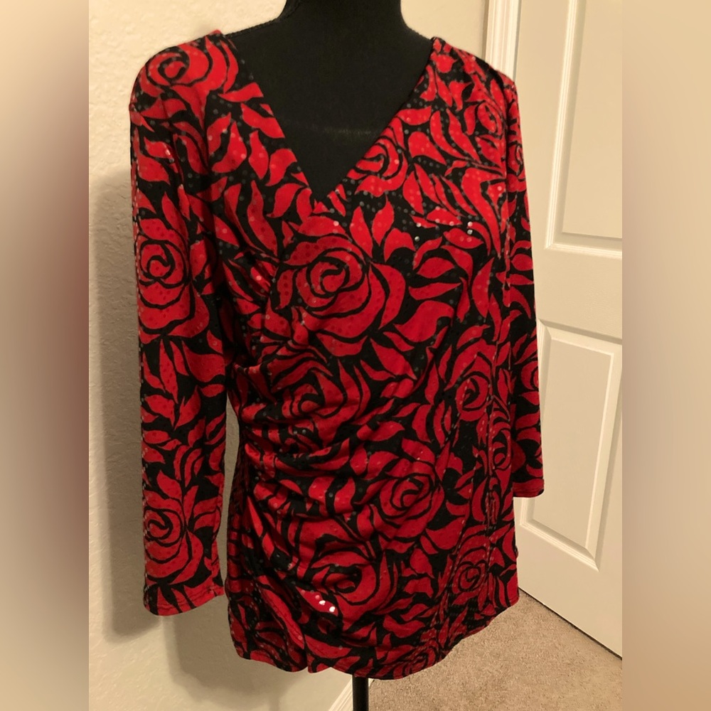 MSK Roses top with sequins